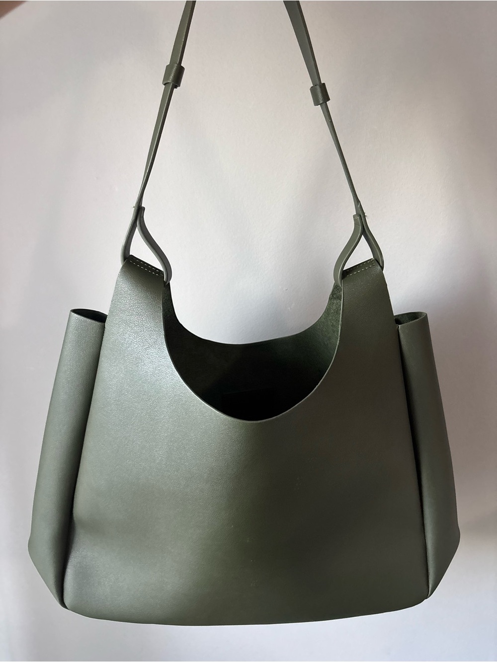 Neiman Marcus Olive Green Leather Shoulder Bag